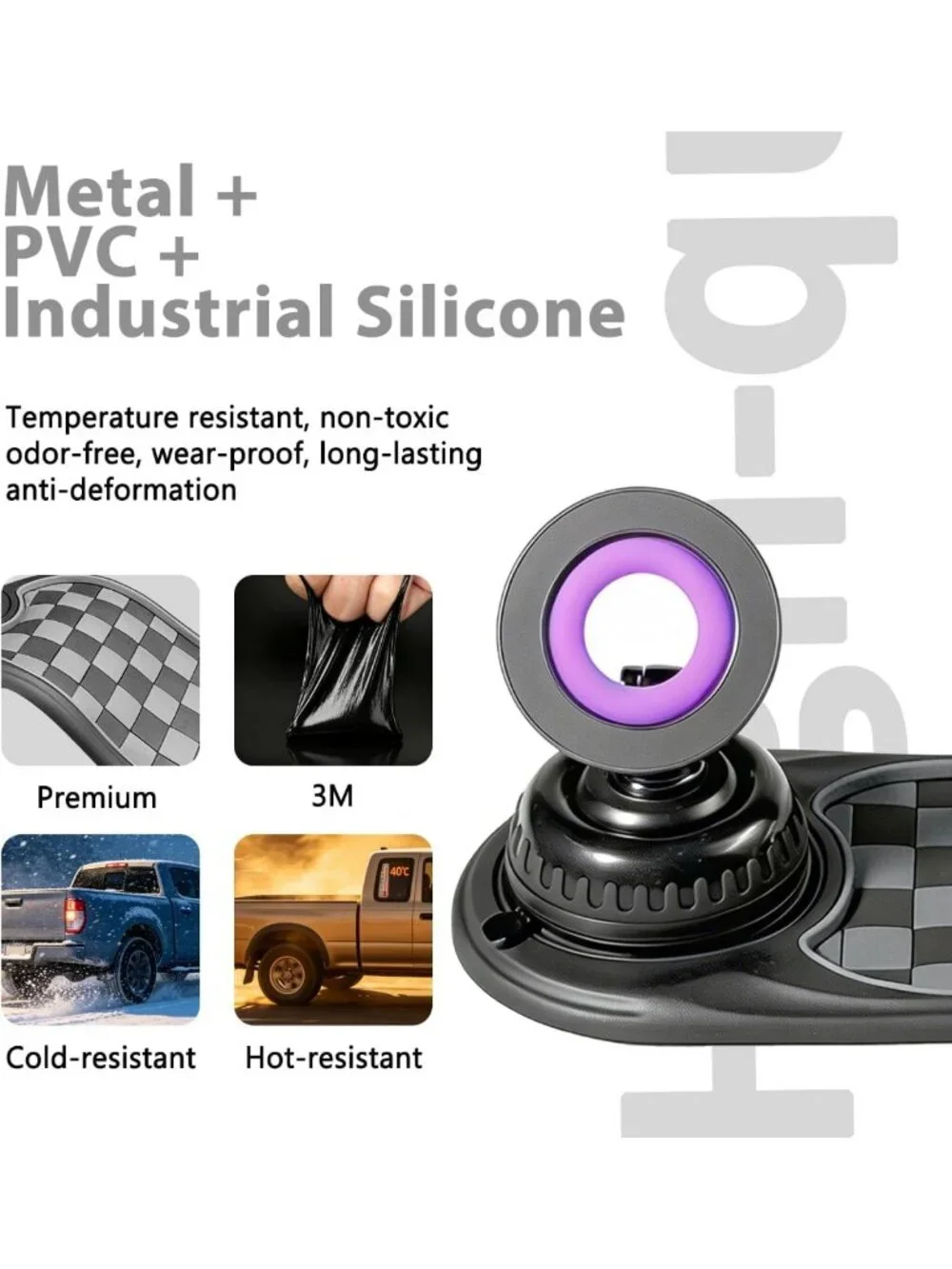 360° Adjustable Magnetic Car Phone Mount & Anti-Slip Dashboard Mat - Universal